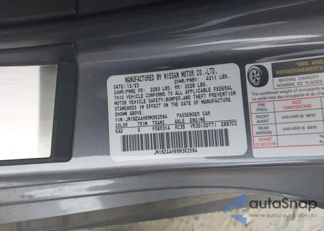 2024 Nissan Z Sport Manual из США, поврежденный, VIN JN1BZ4AH6RM362594